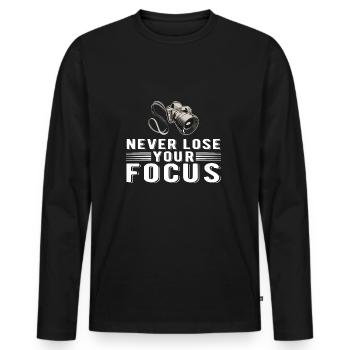 Never Lose Your Focus Photograph Photographer - Men's Premium Organic Long Sleeve Shirt - black - Front - Nico (187cm)