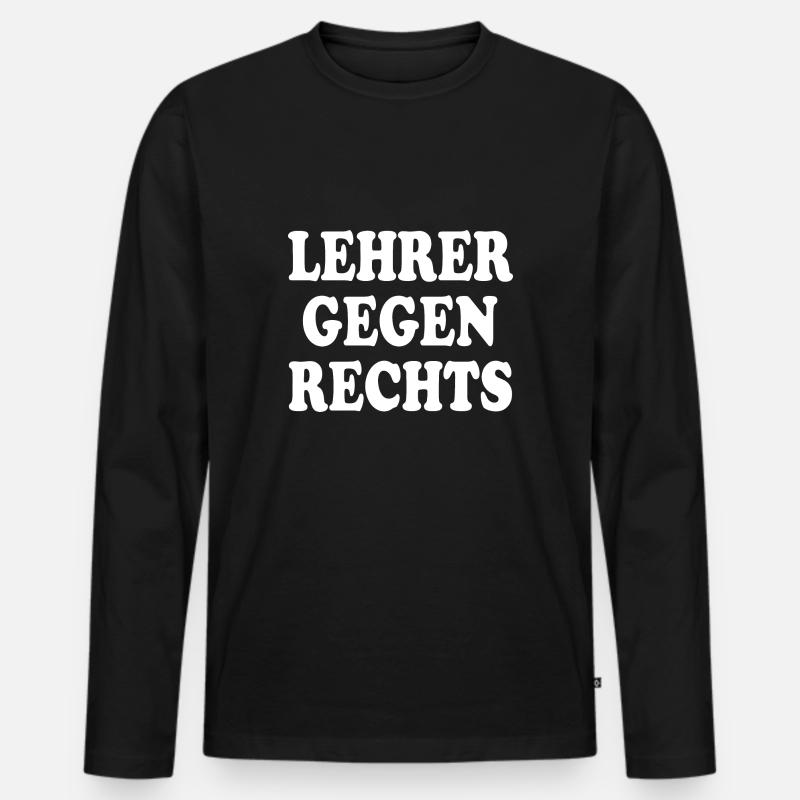 Lehrer gegen rechts - Männer Premium Bio Langarmshirt - Schwarz