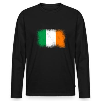 Irland Flagge Vintage Irische Fahne Dublin - Männer Premium Bio Langarmshirt - Schwarz - Vorne - Nico (187cm)