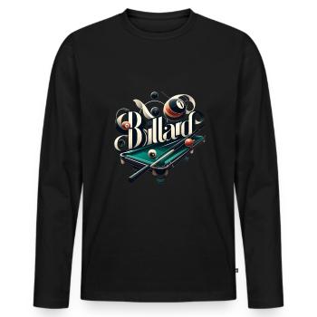Le billard, c’est maîtriser la queue à la table de billard - T-shirt manches longues Premium bio Homme - noir - Devant - Nico (187cm)