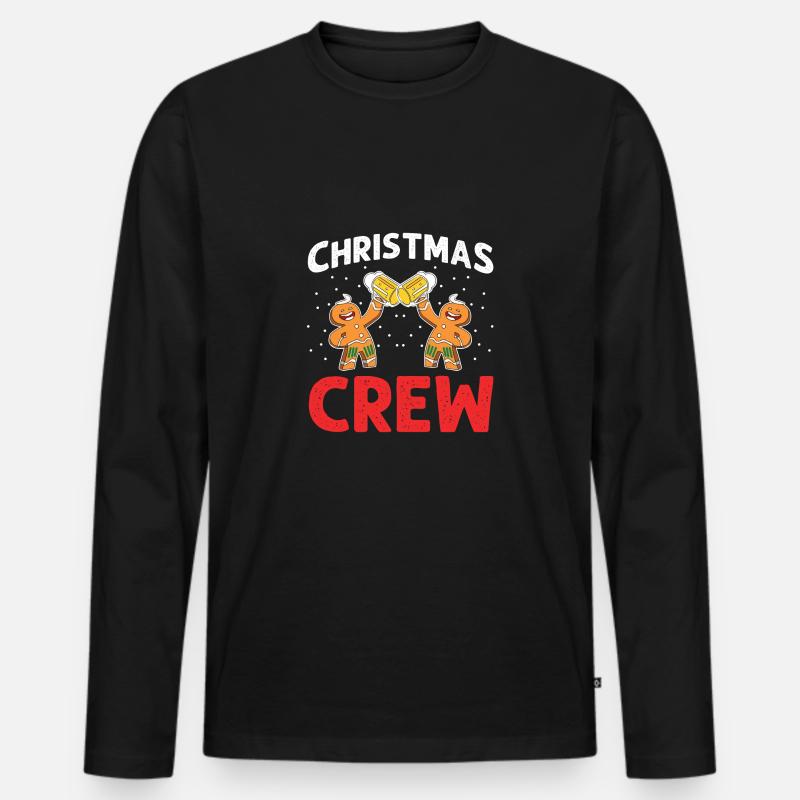 Lebkuchenmann christmas drinking - Männer Premium Bio Langarmshirt - Schwarz