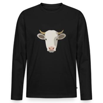vache - T-shirt manches longues Premium bio Homme - noir - Devant - Nico (187cm)