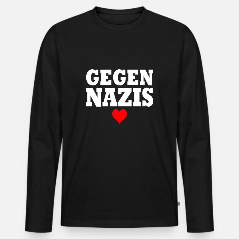 Gegen nazis - Männer Premium Bio Langarmshirt - Schwarz