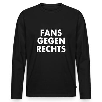 Fans gegen rechts - Männer Premium Bio Langarmshirt - Schwarz - Vorne - Nico (187cm)
