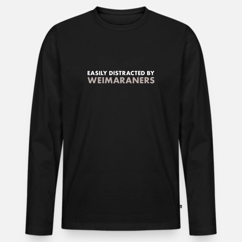 Easily Distracted By Weimaraner - Männer Premium Bio Langarmshirt - Schwarz