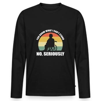 Rollstuhl - Männer Premium Bio Langarmshirt - Schwarz - Vorne - Nico (187cm)