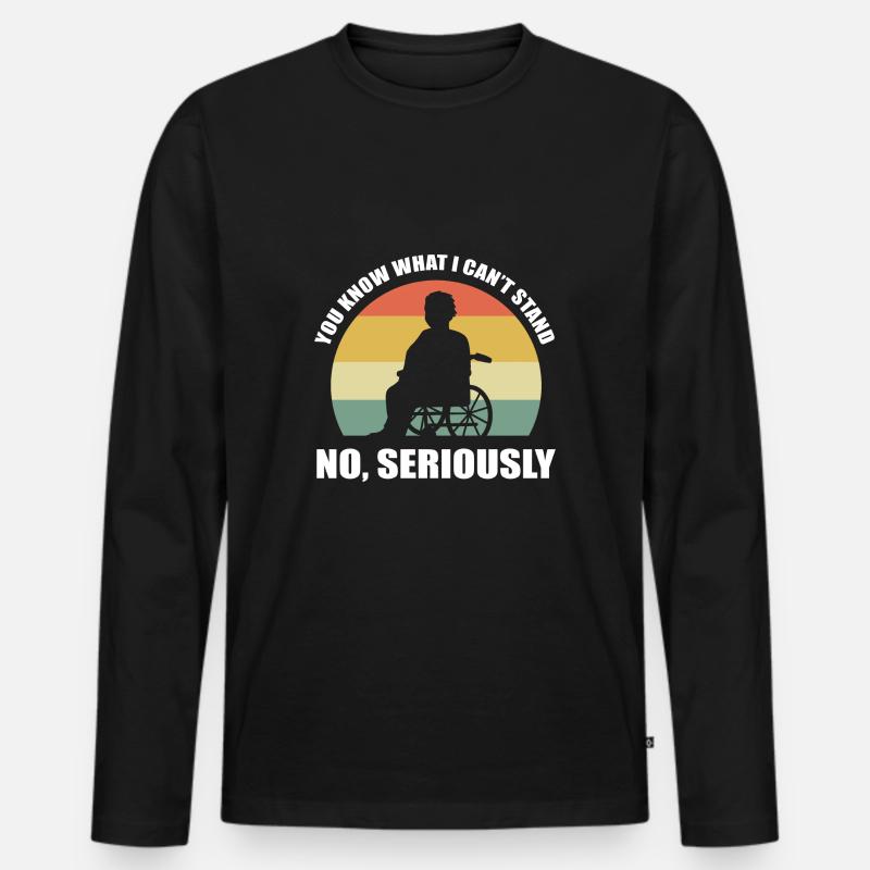 Rollstuhl - Männer Premium Bio Langarmshirt - Schwarz