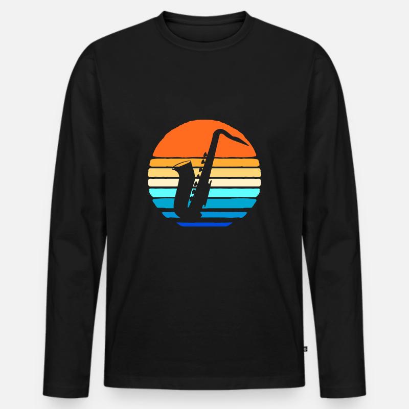 Saxophon Saxophonist - Männer Premium Bio Langarmshirt - Schwarz