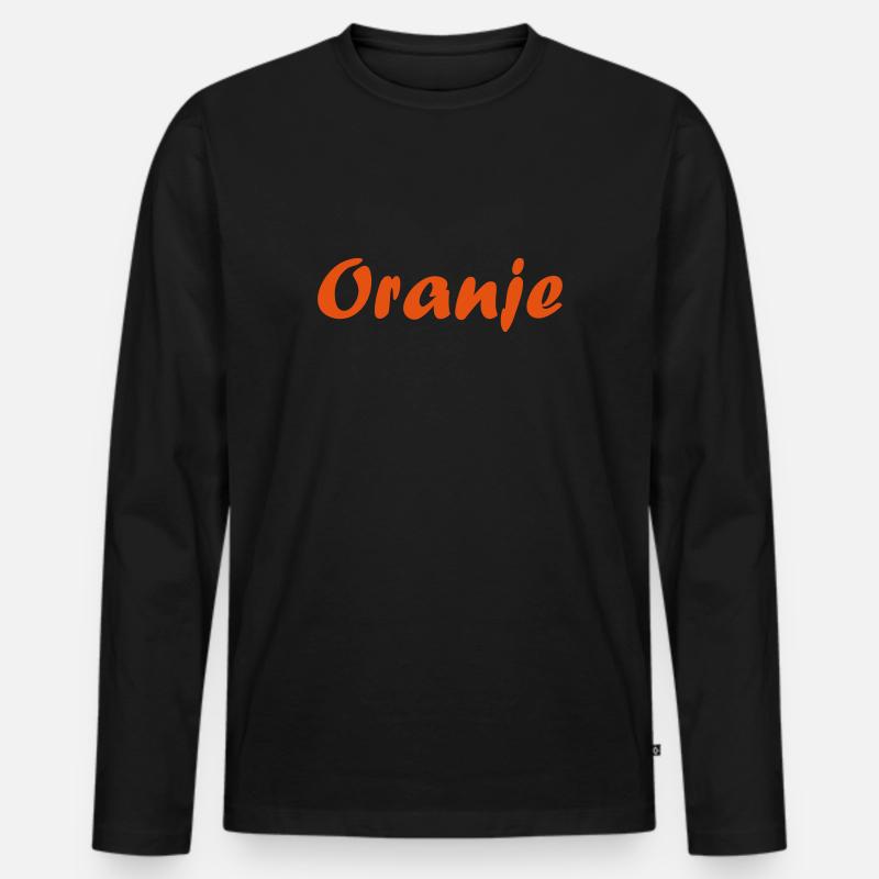 Orange - Männer Premium Bio Langarmshirt - Schwarz