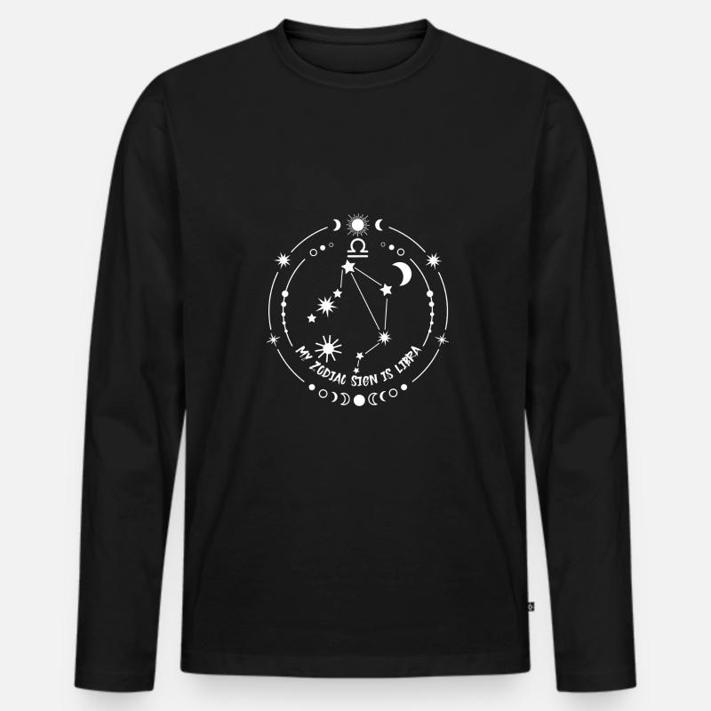 Sternzeichen Waage - Männer Premium Bio Langarmshirt - Schwarz