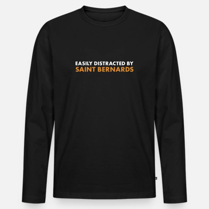 Easily Distracted By Saint Bernard - Männer Premium Bio Langarmshirt - Schwarz