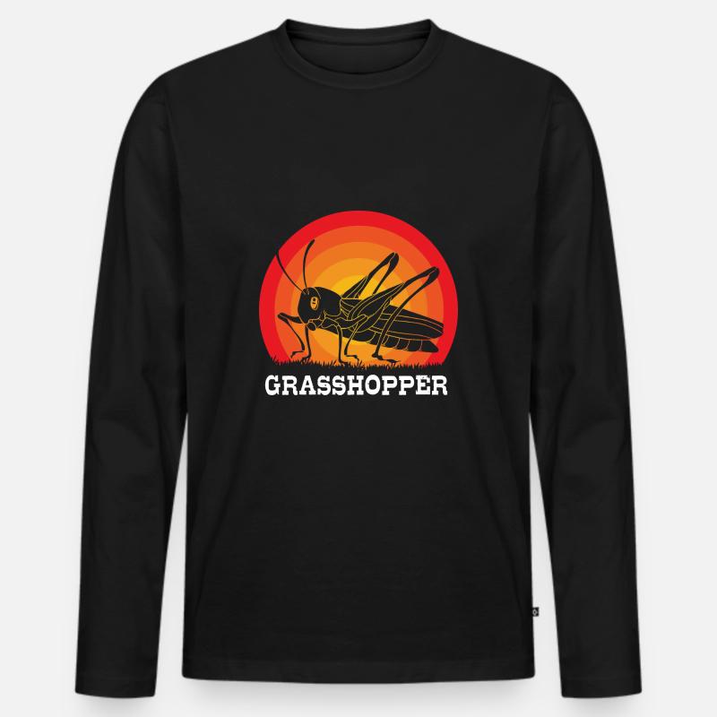 Grashüpfer Heuschrecke - Männer Premium Bio Langarmshirt - Schwarz