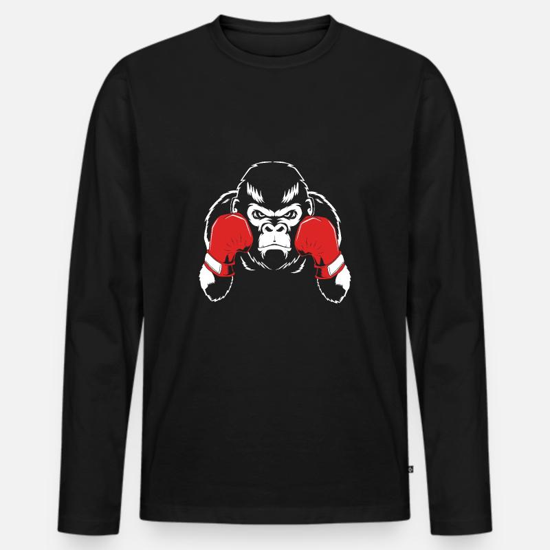 Gorilla - Männer Premium Bio Langarmshirt - Schwarz