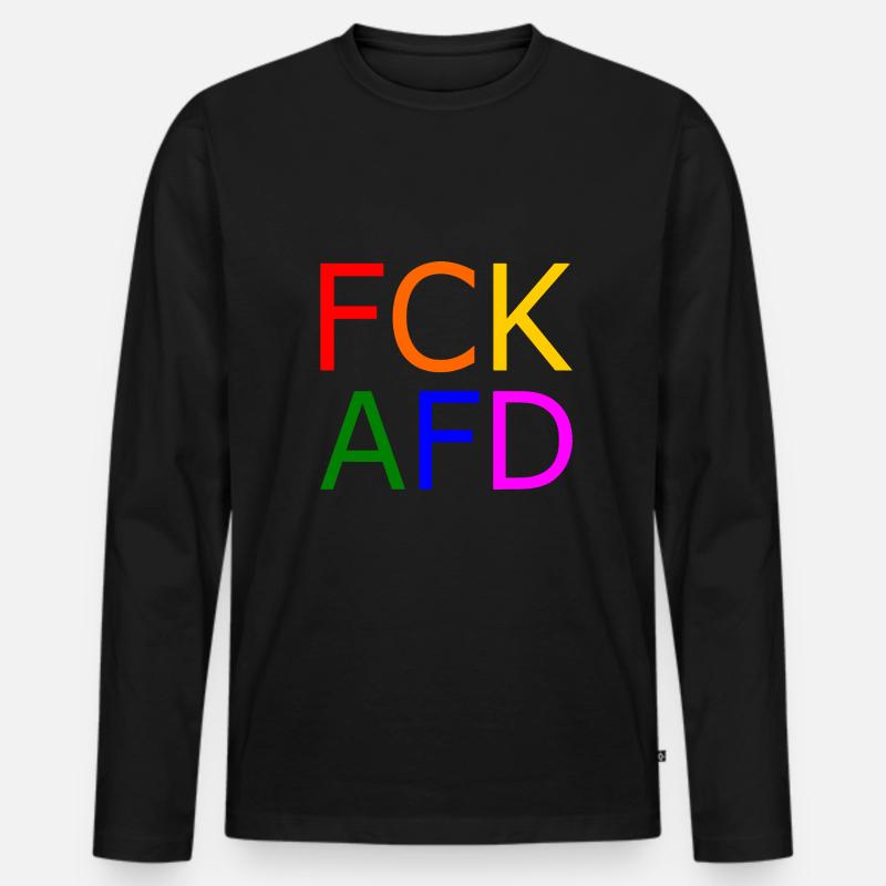 Fck afd - Männer Premium Bio Langarmshirt - Schwarz