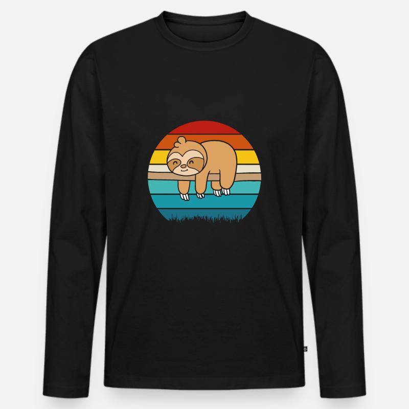 Faultier - Männer Premium Bio Langarmshirt - Schwarz