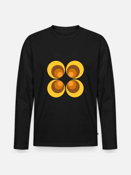 70s Flower Pattern - Men's Premium Organic Long Sleeve Shirt - black