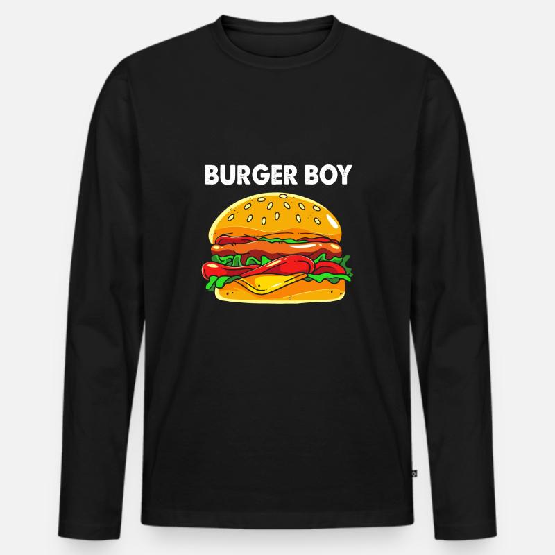 Cheeseburger Burger - Männer Premium Bio Langarmshirt - Schwarz