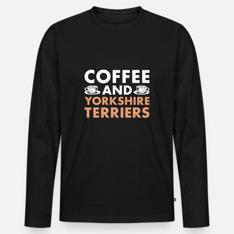 Coffee And Yorkshire Terrier - Männer Premium Bio Langarmshirt - Schwarz