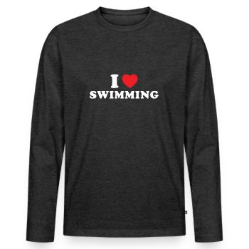 Sport I Love Swimming - Männer Premium Bio Langarmshirt - Anthrazit meliert - Vorne - Nico (187cm)