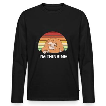 Sloth, laziness, lazy, morning grouch - Men's Premium Organic Long Sleeve Shirt - black - Front - Nico (187cm)