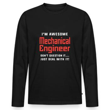 Ingénieur mécanique - T-shirt manches longues Premium bio Homme - noir - Devant - Nico (187cm)