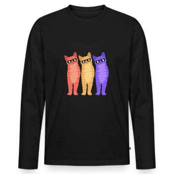 Tabby Cat - Men's Premium Organic Long Sleeve Shirt - black - Front - Nico (187cm)