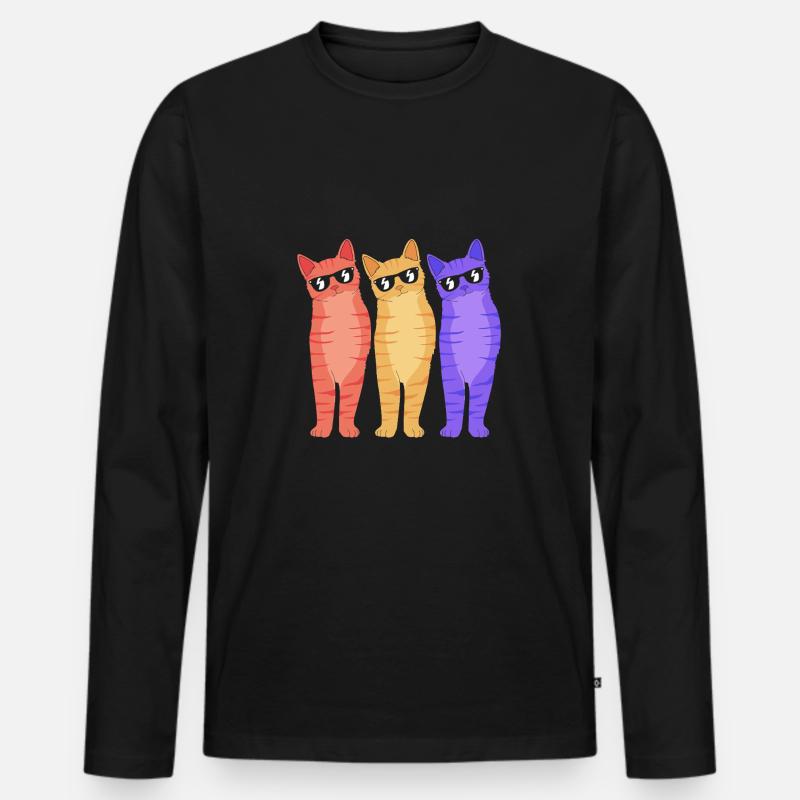 Tabby Katze - Männer Premium Bio Langarmshirt - Schwarz