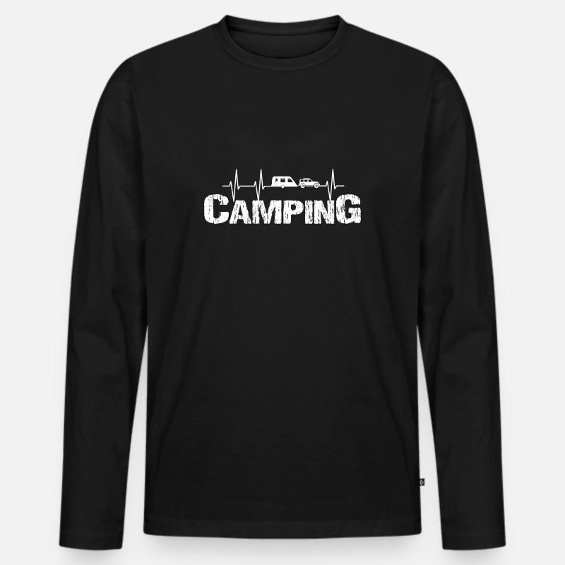 Camping - Männer Premium Bio Langarmshirt - Schwarz