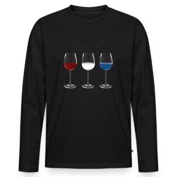 Vétéran US Flag Vine Glass Rouge Blanc & Bleu - T-shirt manches longues Premium bio Homme - noir - Devant - Nico (187cm)