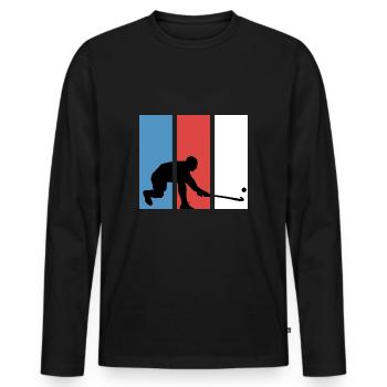Hockey sur gazon Joueur de hockey rétro Pénalité - T-shirt manches longues Premium bio Homme - noir - Devant - Nico (187cm)