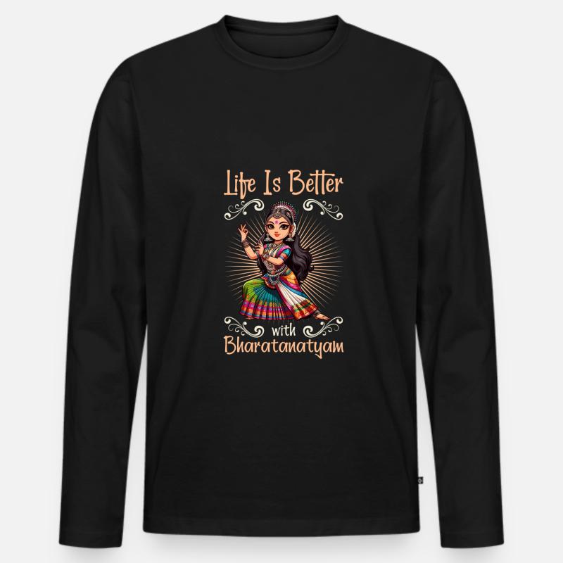 Indischer Tanz Indischer Volkstanz - Männer Premium Bio Langarmshirt - Schwarz