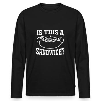 Hot Dog Snack - Men's Premium Organic Long Sleeve Shirt - black - Front - Nico (187cm)