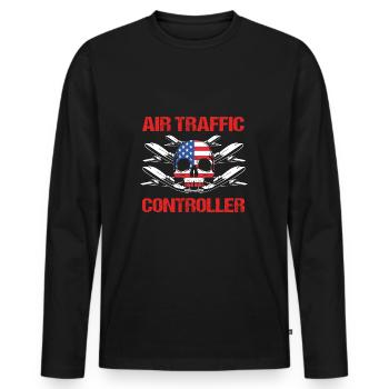 Air traffic controller - Men's Premium Organic Long Sleeve Shirt - black - Front - Nico (187cm)