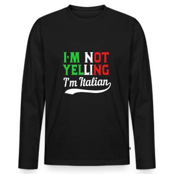 Italian Italia Italy - Men's Premium Organic Long Sleeve Shirt - black - Front - Nico (187cm)