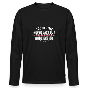 Tough time never last but HODLers do - HODL Crypto - Men's Premium Organic Long Sleeve Shirt - black - Front - Nico (187cm)