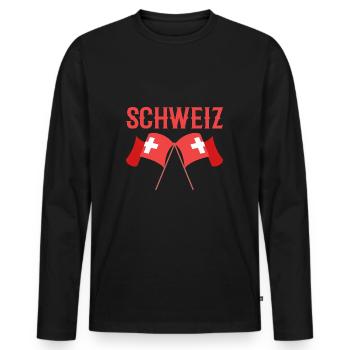 Switzerland - Men's Premium Organic Long Sleeve Shirt - black - Front - Nico (187cm)