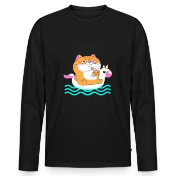 Pool Party - Männer Premium Bio Langarmshirt - Schwarz - Vorne - Nico (187cm)