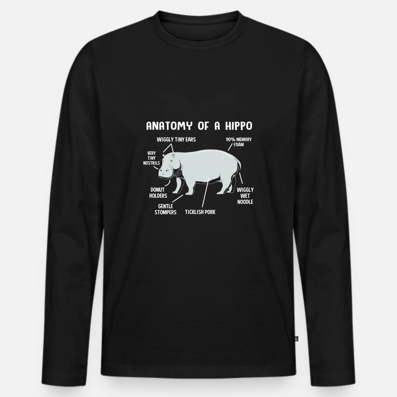 Nilpferd - Männer Premium Bio Langarmshirt - Schwarz