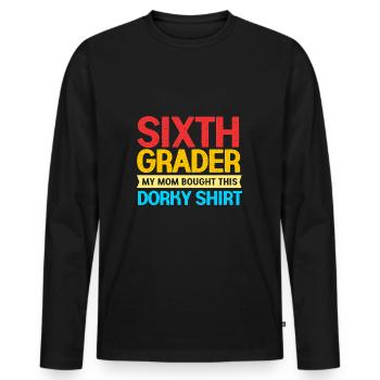 6. Klasse - Männer Premium Bio Langarmshirt - Schwarz - Vorne - Nico (187cm)