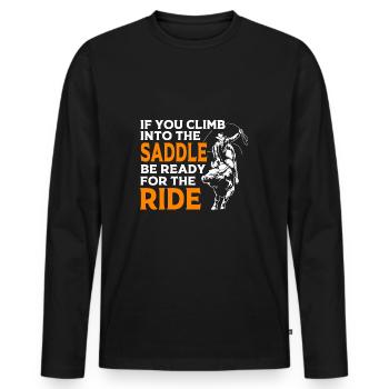 Rodéo - T-shirt manches longues Premium bio Homme - noir - Devant - Nico (187cm)