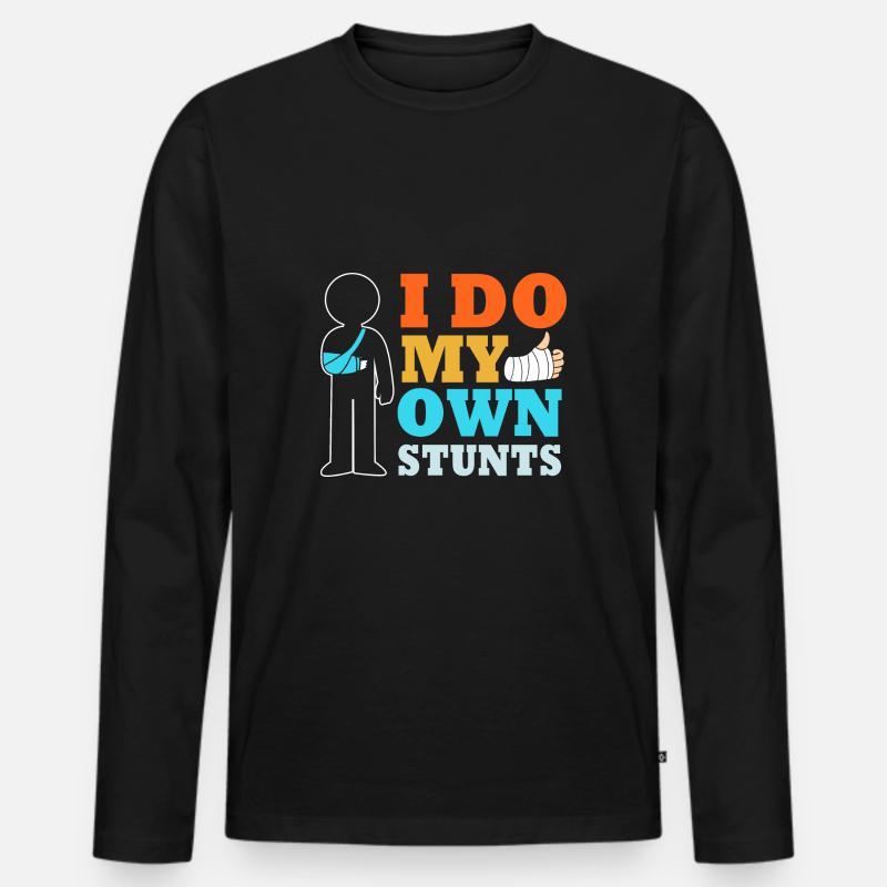 Gebrochener Arm Knochen Knochenbruch - Männer Premium Bio Langarmshirt - Schwarz