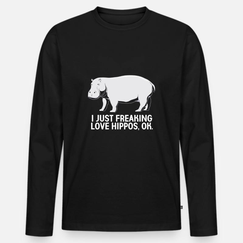 Nilpferd - Männer Premium Bio Langarmshirt - Schwarz