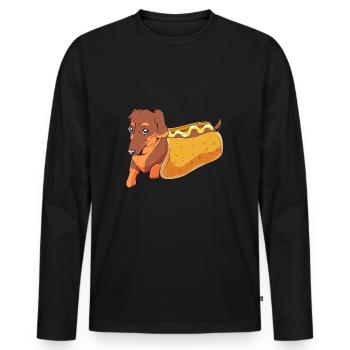 Hot Dog Snack - Men's Premium Organic Long Sleeve Shirt - black - Front - Nico (187cm)