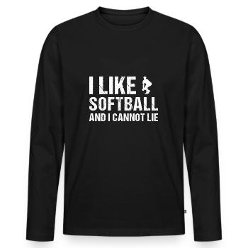 I Like Softball And I Cannot Lie Softball - Men's Premium Organic Long Sleeve Shirt - black - Front - Nico (187cm)