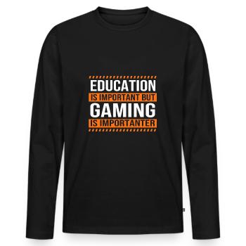 Gamer - Premium økologisk langærmet T-shirt til mænd - sort - Foran - Nico (187cm)