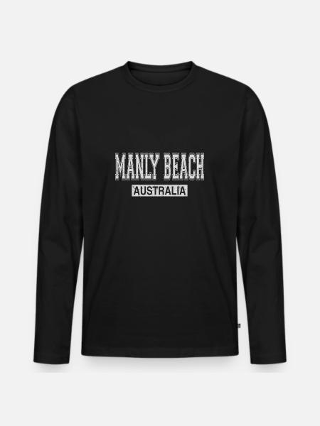 MANLY BEACH Australia - Men's Premium Organic Long Sleeve Shirt - black