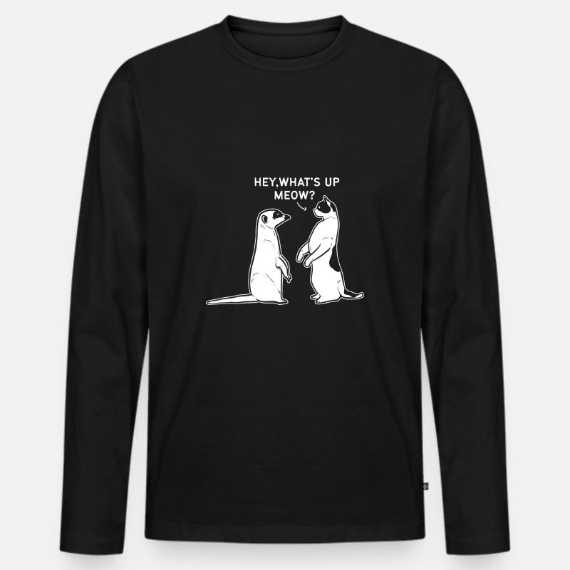 Erdmännchen - Männer Premium Bio Langarmshirt - Schwarz