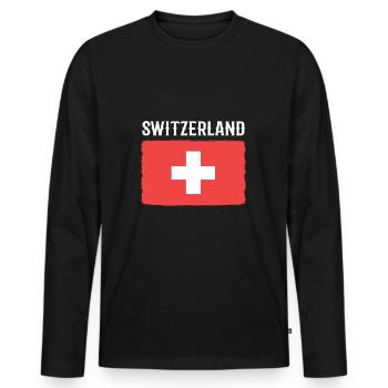 Schweiz Schweizer Schweizerdeutsch - Männer Premium Bio Langarmshirt - Schwarz - Vorne - Nico (187cm)