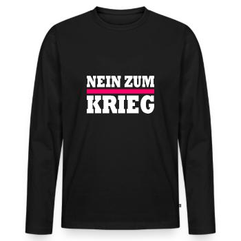 Nein zum krieg - Männer Premium Bio Langarmshirt - Schwarz - Vorne - Nico (187cm)