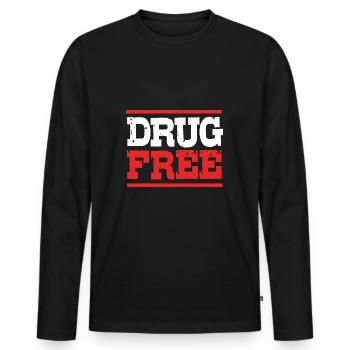 Drug-free addiction addicted - Men's Premium Organic Long Sleeve Shirt - black - Front - Nico (187cm)